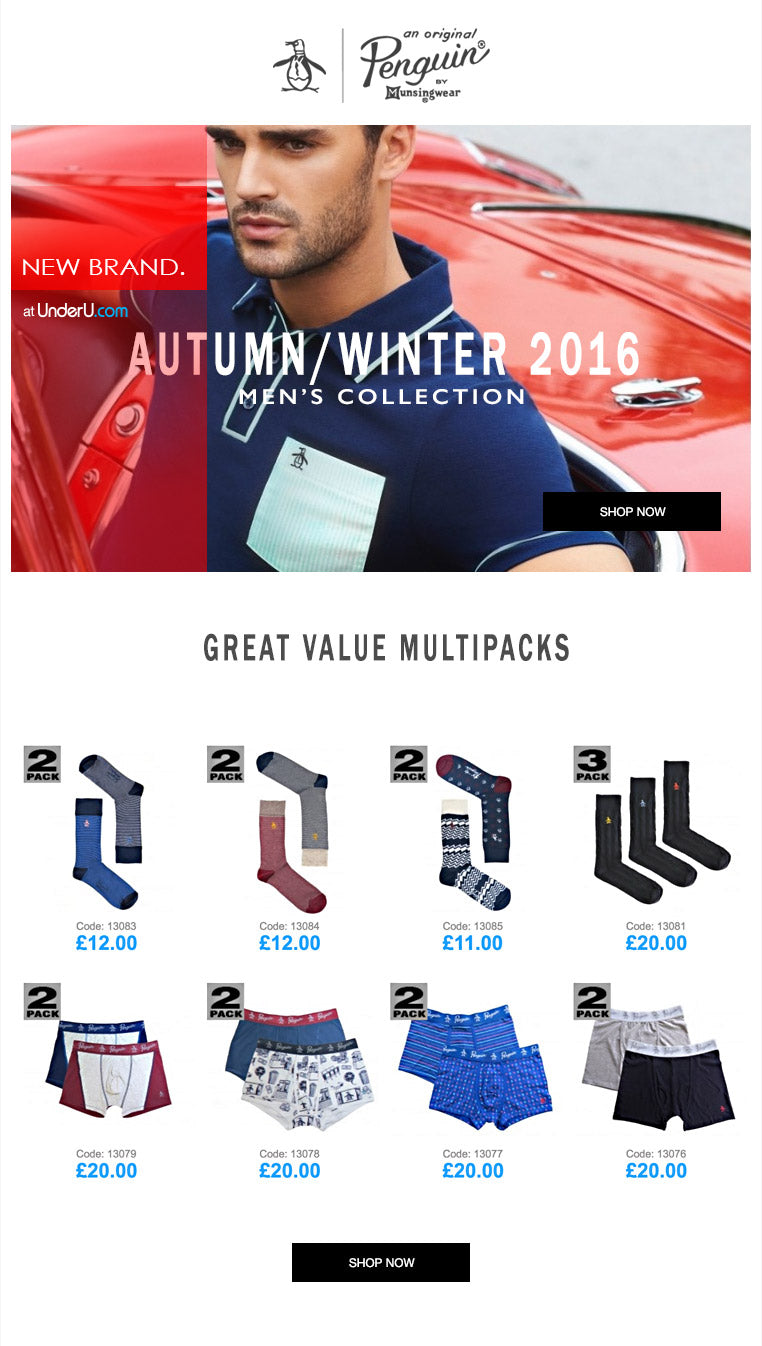 New men's underwear and socks brand Original Penguin underwear