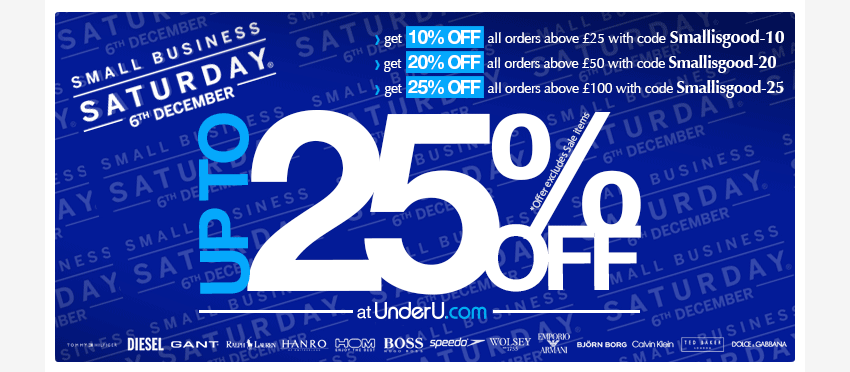 UnderU.com Supports Small Business Saturday - up to 25% off all orders