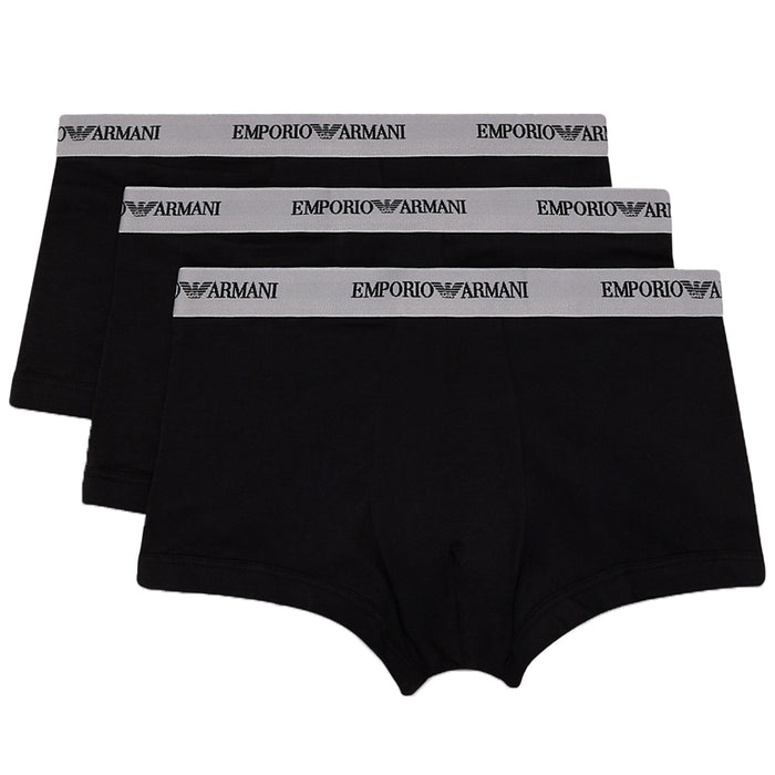 CR7 Men's 3-Pack Organic Cotton Blend Trunks, Black, Colored Waistband,  Medium