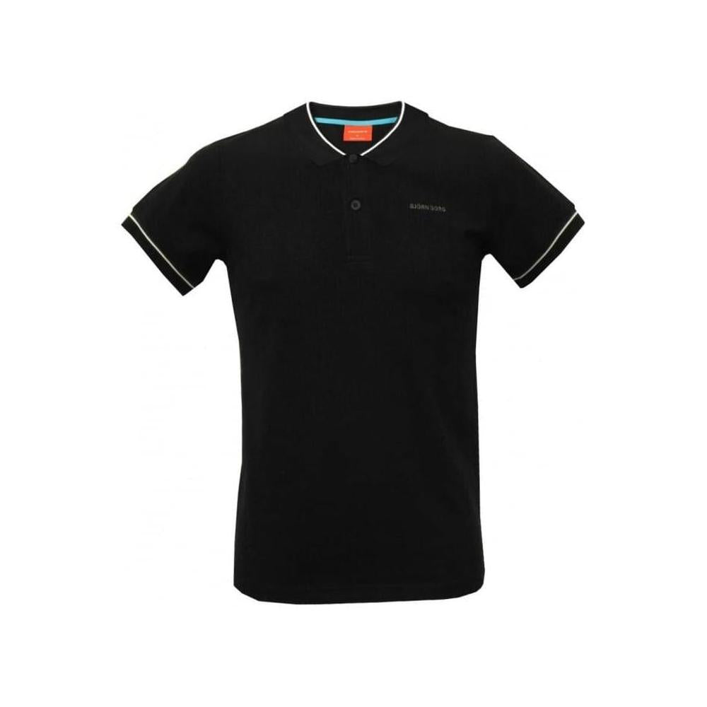 Bjorn Borg Trendy Sports Polo Shirt, Black with grey contrast-Bjorn Borg-UNDERU