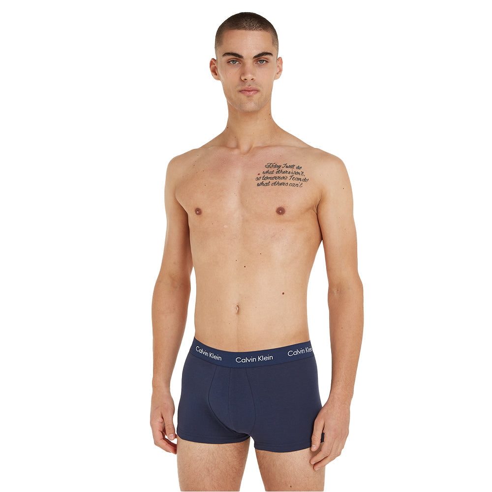 Calvin Klein Men's 3-Pack Low-Rise Cotton Stretch Boxer Trunks, Blue