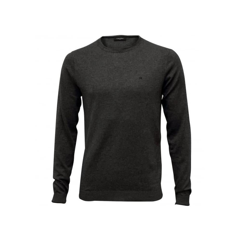 Saul Crew-Neck Ribbed Knit Sweater, Dark Grey Melange-Calvin Klein-UNDERU