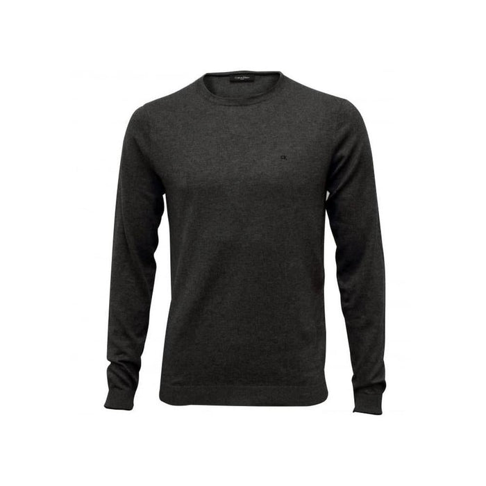 Saul Crew-Neck Ribbed Knit Sweater, Dark Grey Melange-Calvin Klein-UNDERU