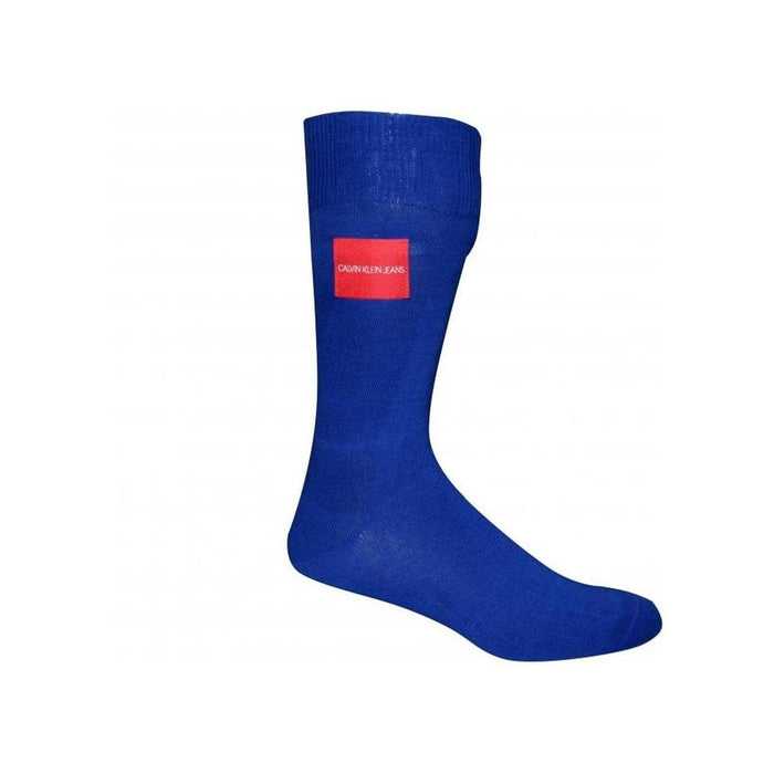 Jeans Logo Patch Combed Cotton Socks, Sapphire Blue-Calvin Klein-UNDERU