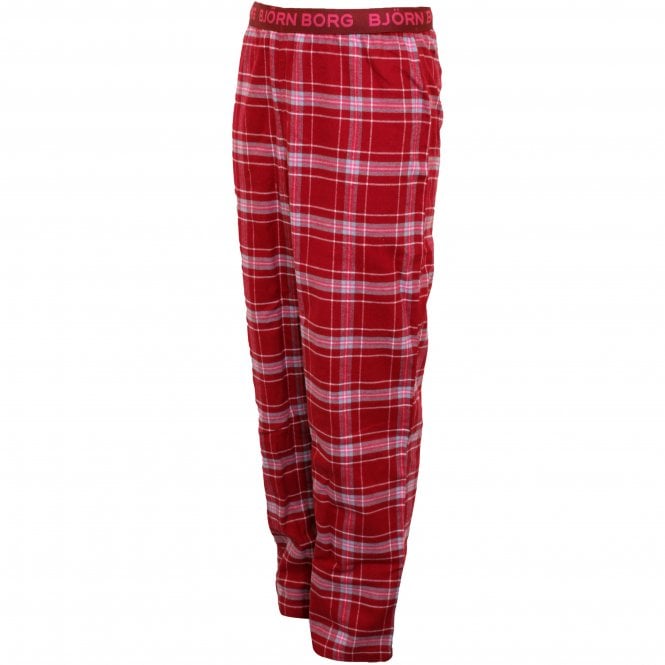 Bjorn Borg Boy's Check Flannel Boy's Pyjama Bottoms, Rumba Red