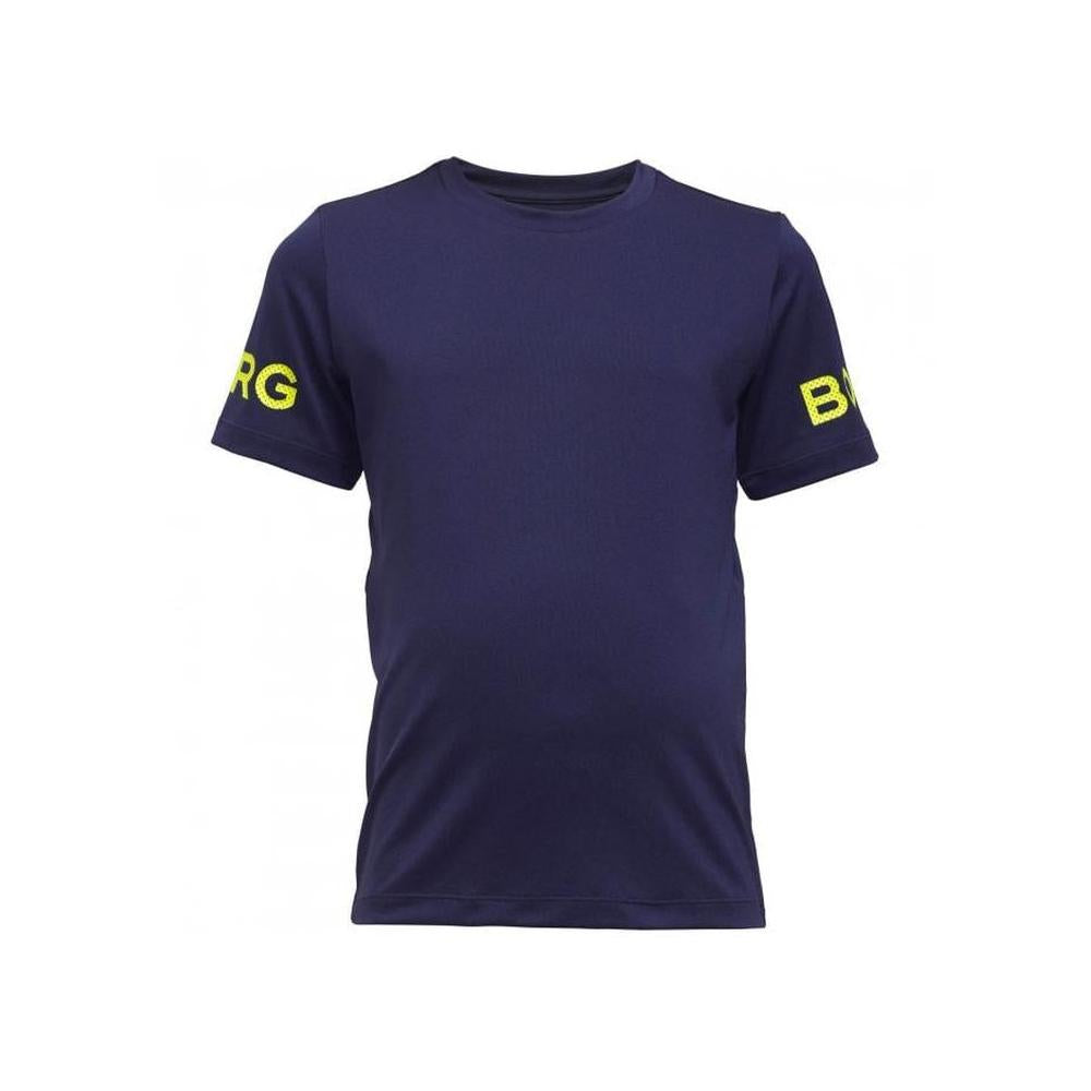 BORG Logo Boys Performance T-Shirt, Navy/yellow-Bjorn Borg-UNDERU
