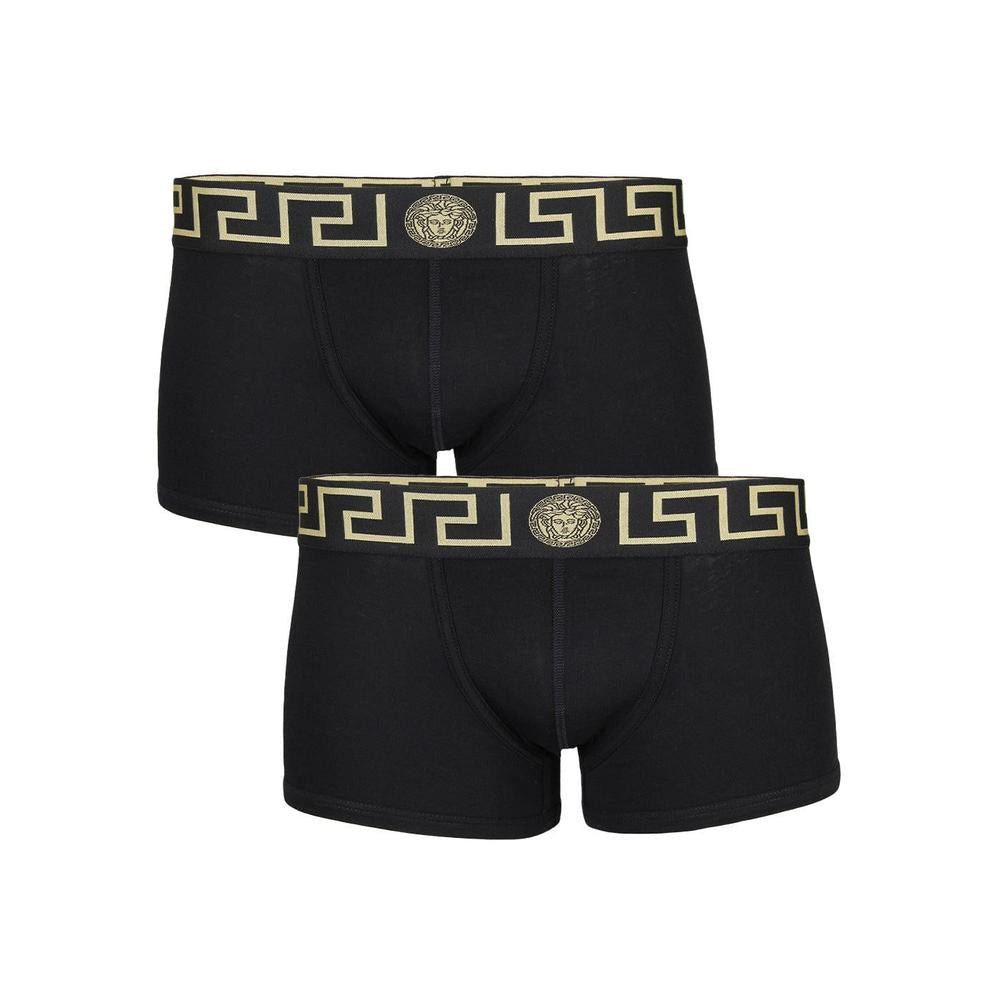 Versace Men's 2-Pack Greca Border Boxer Trunks, Black