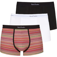 3-Pack Multi-Stripe & Solid Boxer Trunks, Black/White/Multi-Paul Smith-UNDERU