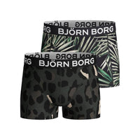 2-Pack Palms & Camo Print Boys Boxer Trunks, Khaki/Black-Bjorn Borg-UNDERU