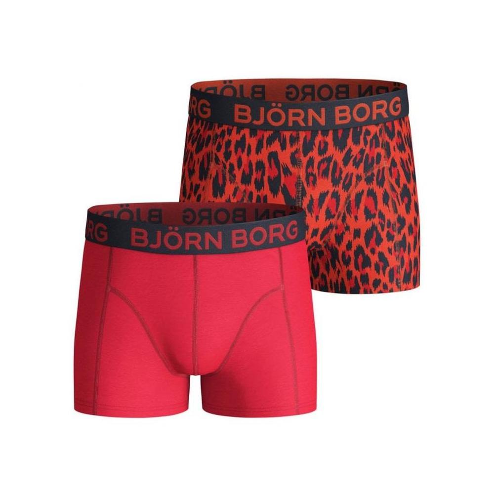 Bjorn Borg-2-Pack Tiger Print & Solid Boys Boxer Trunks, Vermillion Orange-UNDERU