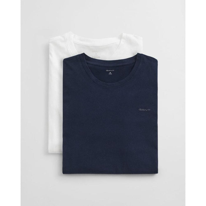 2-Pack Regular Fit Cotton Crew-Neck T-Shirts, Navy/White