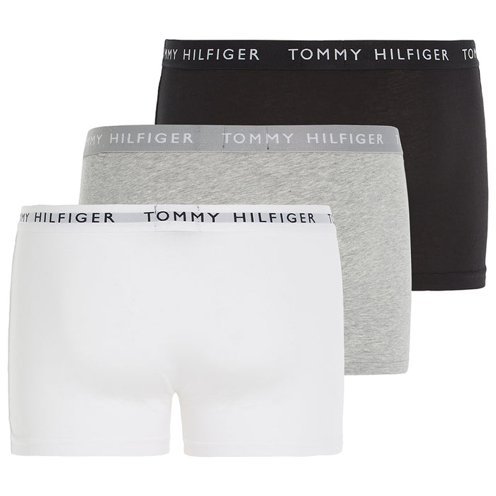 Tommy Hilfiger-3-Pack Recycled Essentials Stretch Boxer Trunks, Black/White/Grey-UNDERU