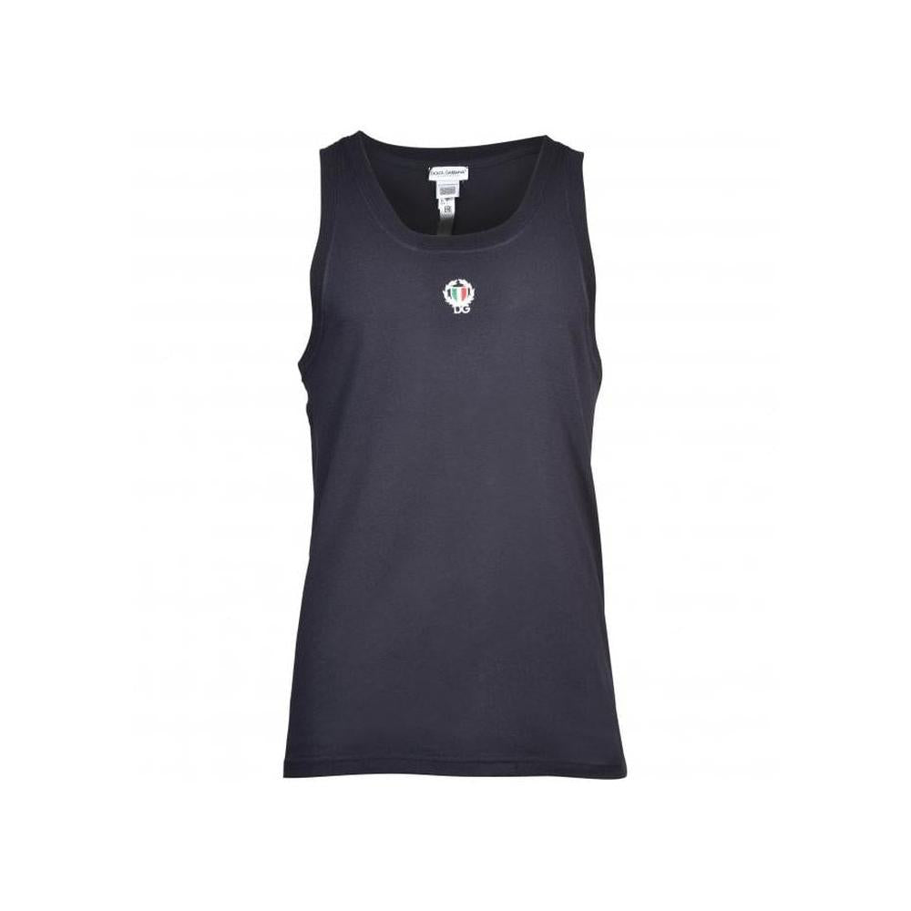 Dolce& Gabbana Tank Top Vest with Crest, Navy-Dolce & Gabbana-UNDERU