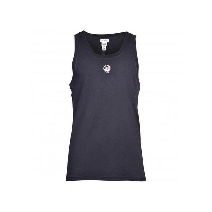 Dolce& Gabbana Tank Top Vest with Crest, Navy-Dolce & Gabbana-UNDERU