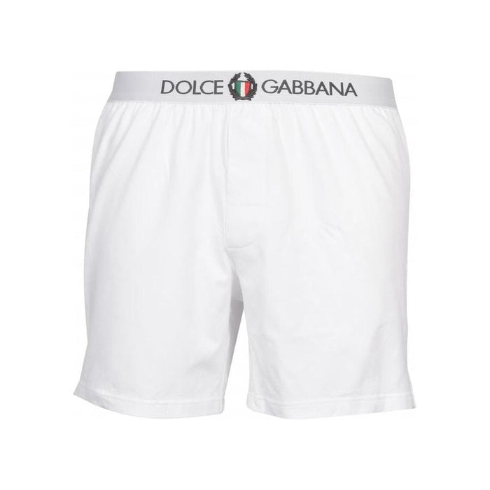 Dolce& Gabbana Lounge Shorts with Crest, White-Dolce & Gabbana-UNDERU