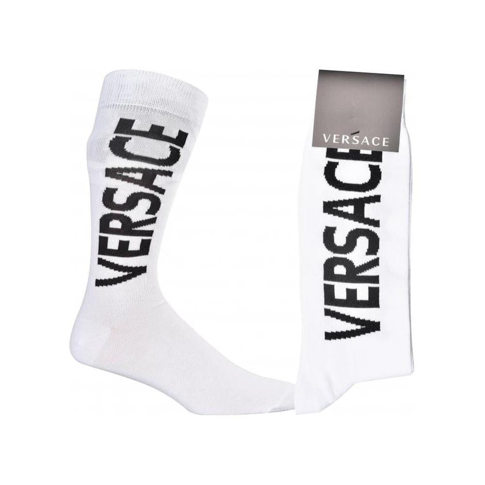 Script Logo Sports Socks, White/black-Versace-UNDERU
