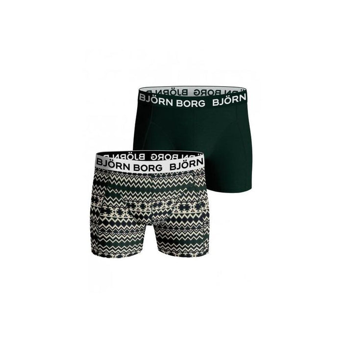 2-Pack Fair Isle & Solid Boys Boxer Trunks, Green/Multi-Bjorn Borg-UNDERU