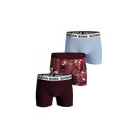 3-Pack Leafy Contrast Logo Boys Boxer Trunks, Burgundy/blue-Bjorn Borg-UNDERU