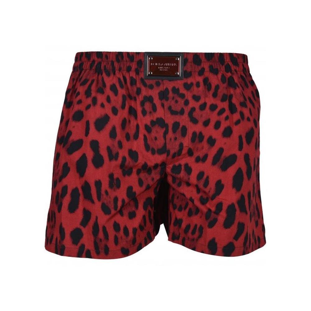 Hot Red Animal Print Boxer Shorts, Red/Black-Dolce & Gabbana-UNDERU