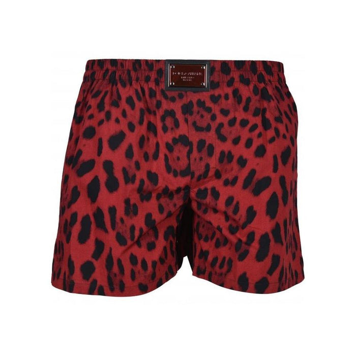 Hot Red Animal Print Boxer Shorts, Red/Black-Dolce & Gabbana-UNDERU