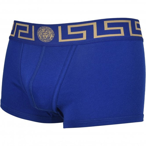 Versace Men's Greca Border Boxer Trunks, Blue