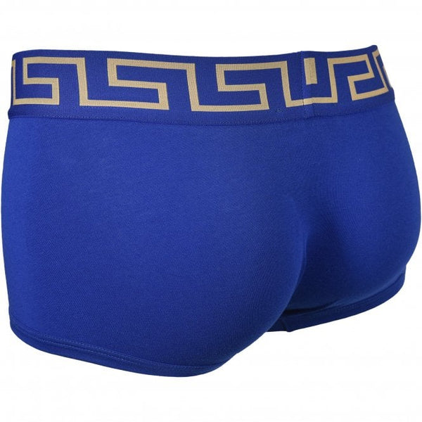 Versace Men's Greca Border Boxer Trunks, Blue