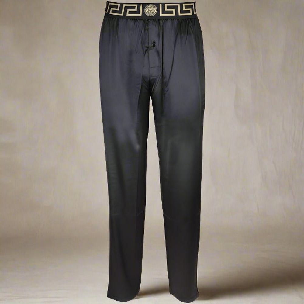 Versace Men's Iconic Silk Pyjama Bottoms, Black/gold