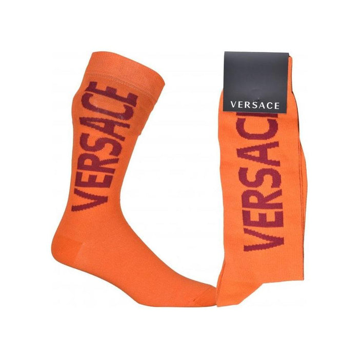 Script Logo Sports Socks, Orange/burgundy-Versace-UNDERU