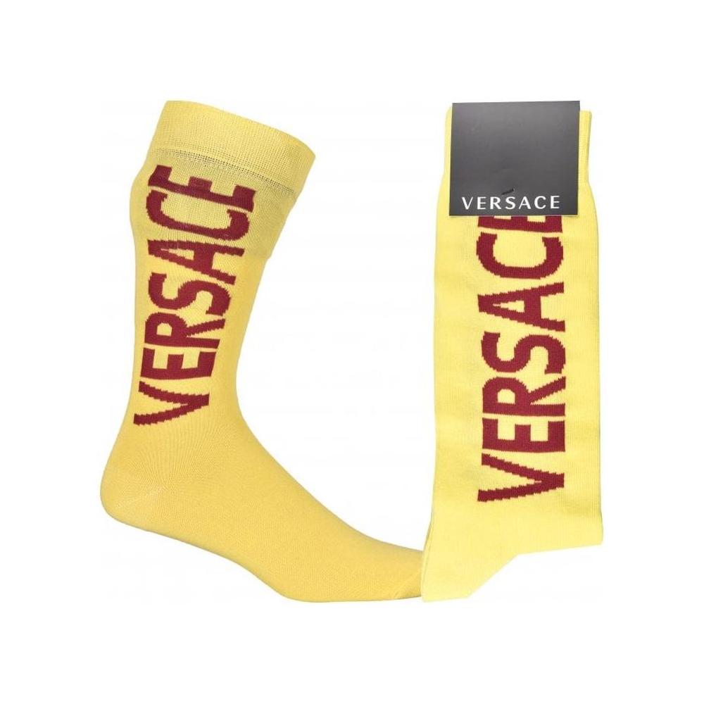 Script Logo Sports Socks, Yellow/burgundy-Versace-UNDERU