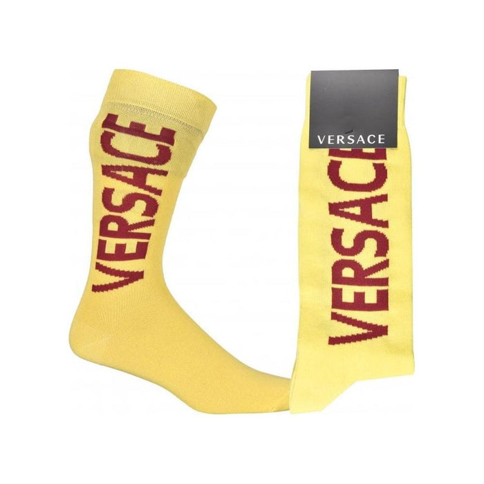 Script Logo Sports Socks, Yellow/burgundy-Versace-UNDERU