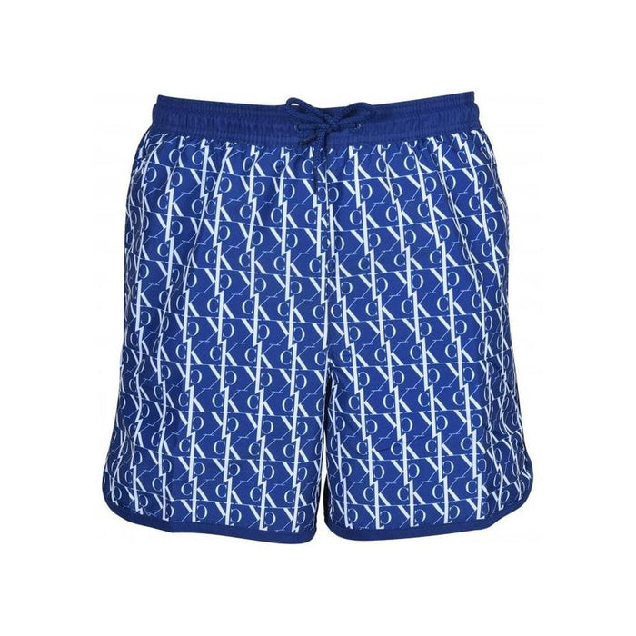 cK1 Logo Print Boys Swim Shorts, Bold Blue-Calvin Klein-UNDERU