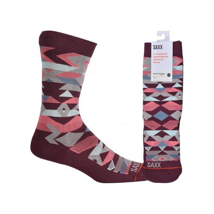 Whole Package Geometric Sock, Burgundy-SAXX-UNDERU