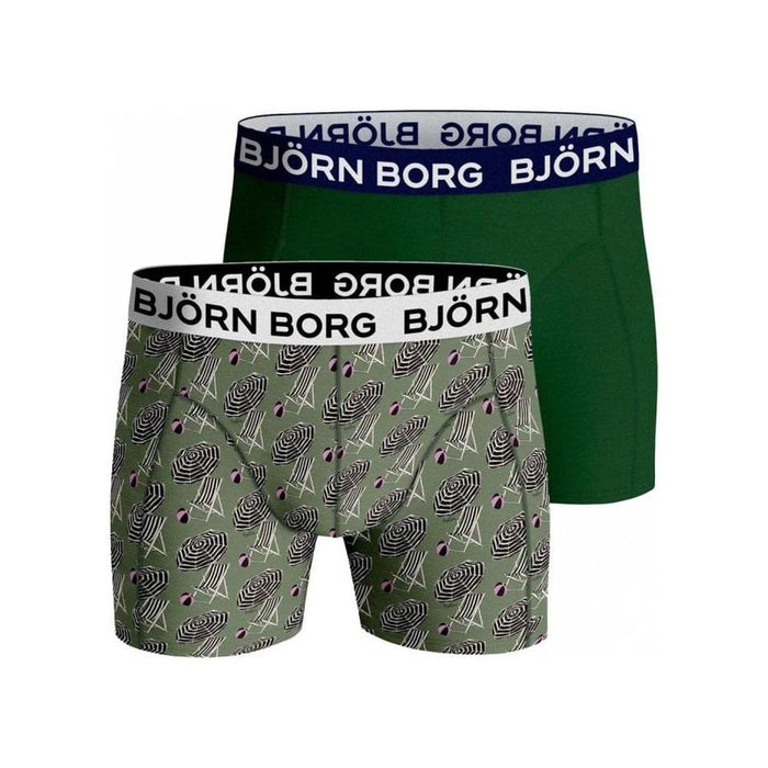 2-Pack Deckchair & Solid Boys Boxer Trunks, Green Mix-Bjorn Borg-UNDERU