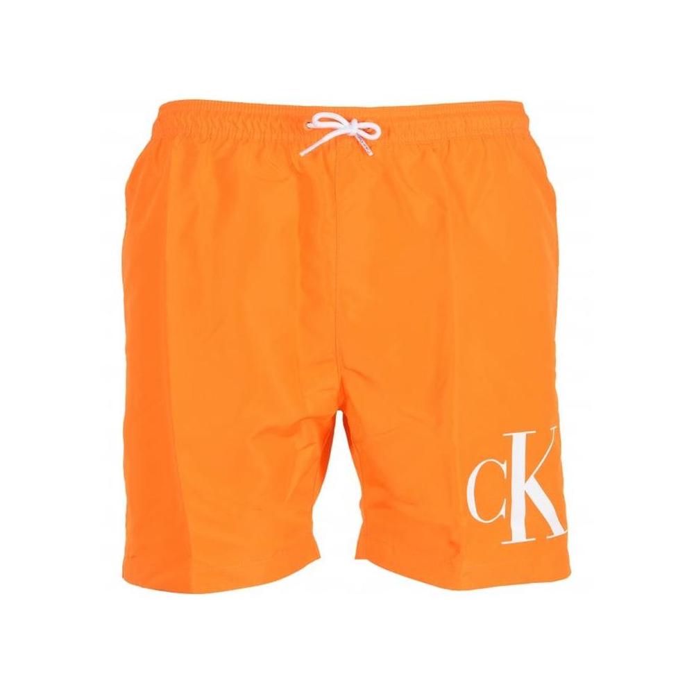 Calvin Klein-cK1 Logo Boys Swim Shorts, Sun Kissed Orange-UNDERU