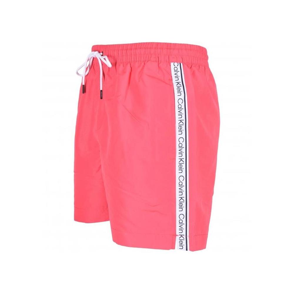 Calvin Klein-Logo Tape Swim Shorts, Pink Flash-UNDERU