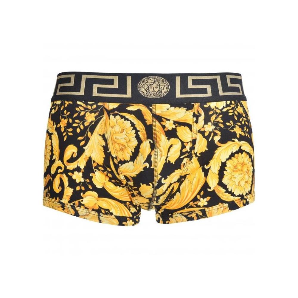 Versace-Iconic Barocco Low-Rise Boxer Trunk, Black/Gold-UNDERU