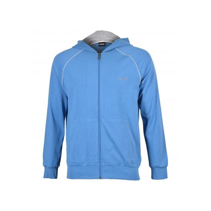 BOSS-Mix & Match Zip-Thru Loungewear Hooded Jacket, Medium Blue-UNDERU