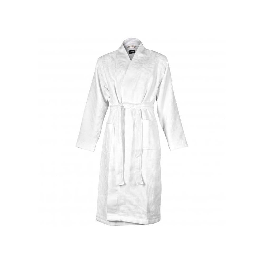 BOSS-Kimono Luxe Waffle Towelling Dressing Gown, White-UNDERU