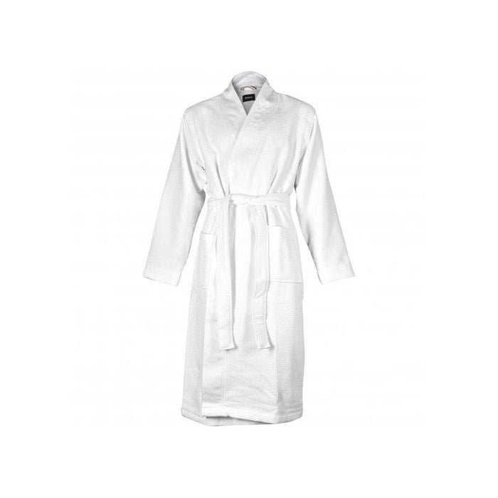 BOSS-Kimono Luxe Waffle Towelling Dressing Gown, White-UNDERU