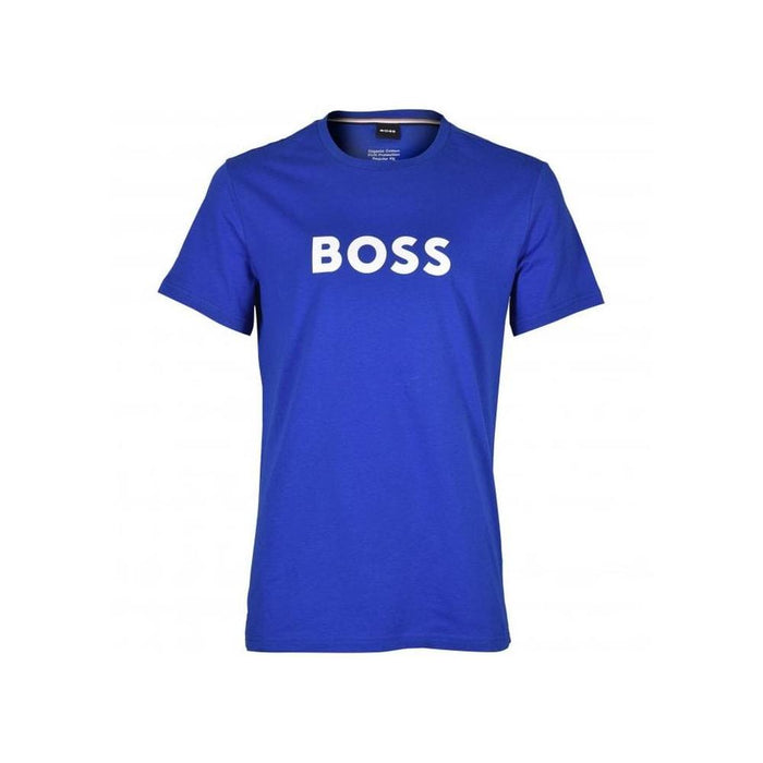 BOSS-Logo Print UV-Absorbent Beachwear T-Shirt, Bright Blue-UNDERU