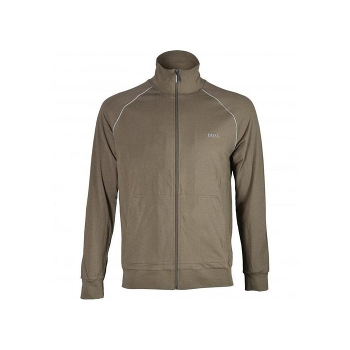 BOSS-Mix & Match Zip-Thru Loungewear Track Jacket, Khaki/grey-UNDERU
