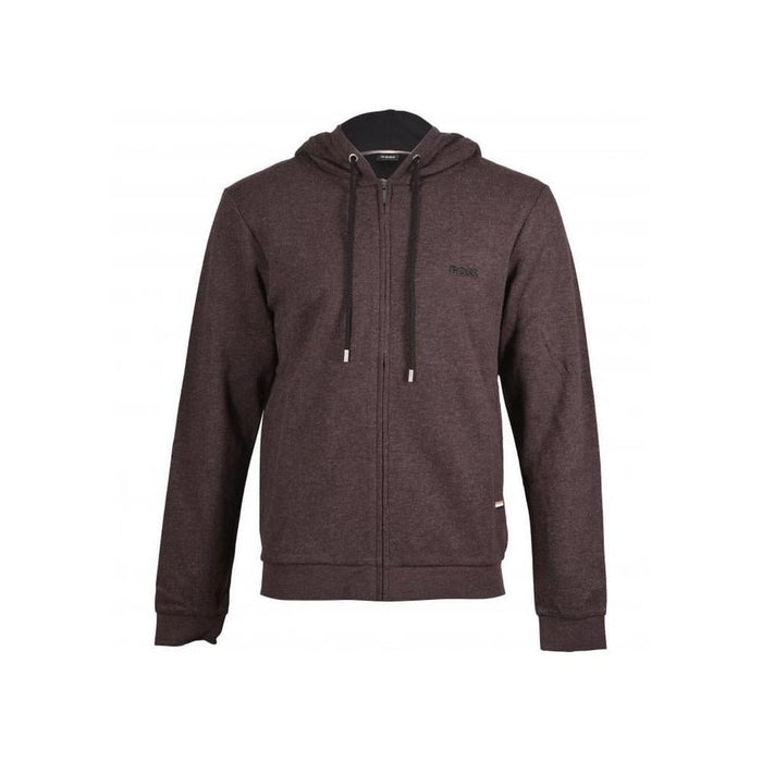 BOSS-Cashmere Zip-Thru Hooded Jacket, Dark Brown-UNDERU