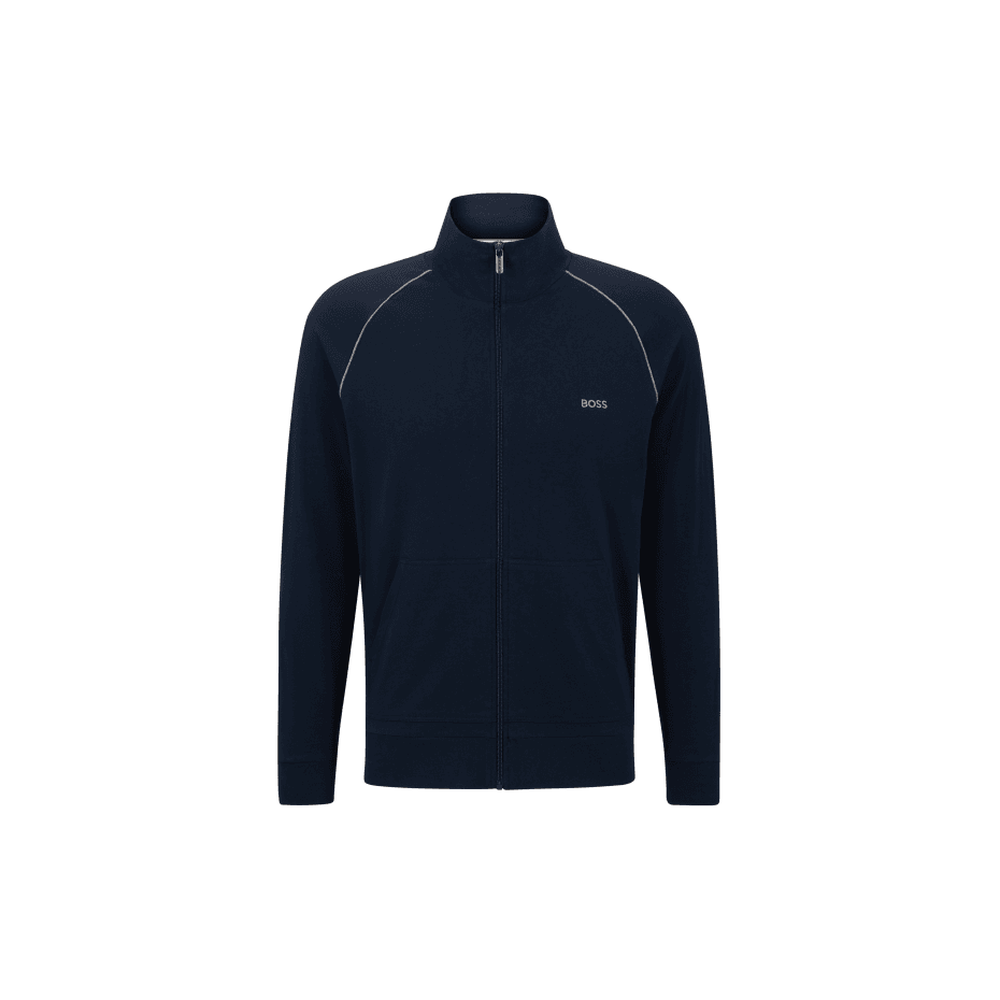 BOSS-Mix & Match Zip-Thru Loungewear Track Jacket, Navy-UNDERU