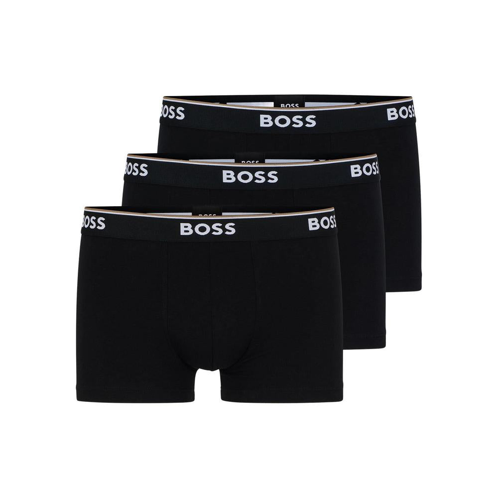 BOSS Men's 3-Pack Power Logo Boxer Trunks, Black
