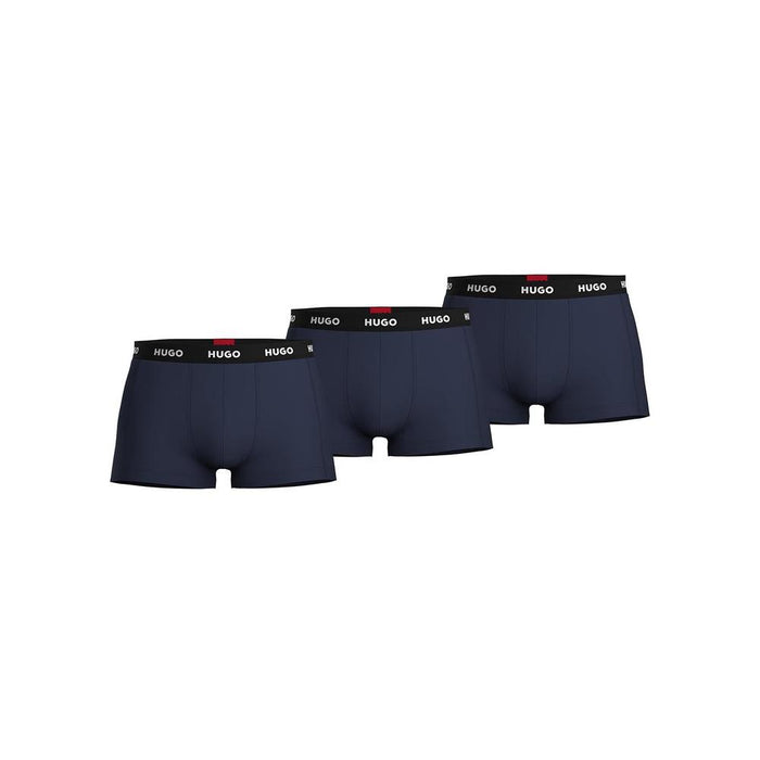 HUGO-3-Pack Logo Waistband Boxer Trunks, Navy-UNDERU