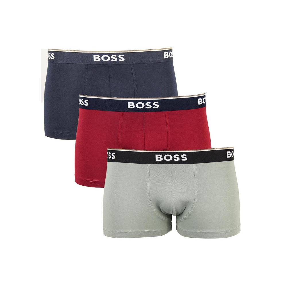 BOSS Men's 3Pack Power Boxer Trunks, Red/Navy
