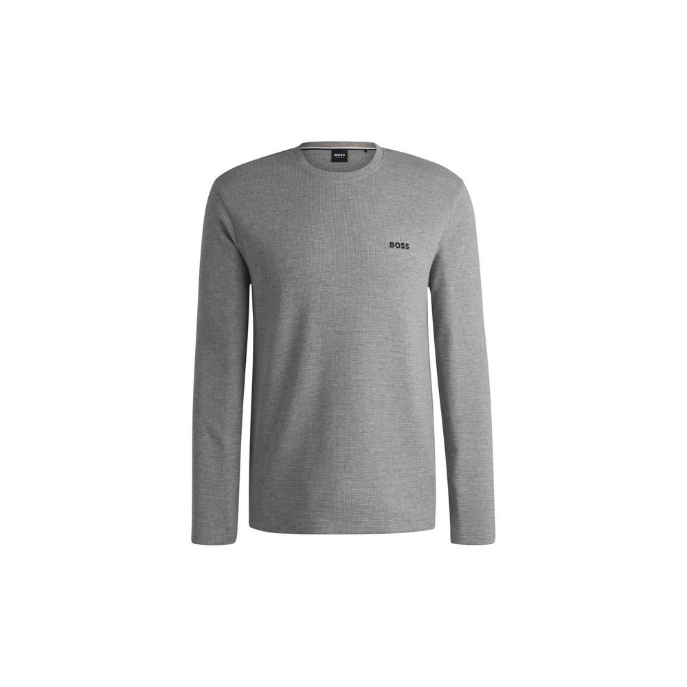 BOSS waffle style long sleeve tshirt in medium grey