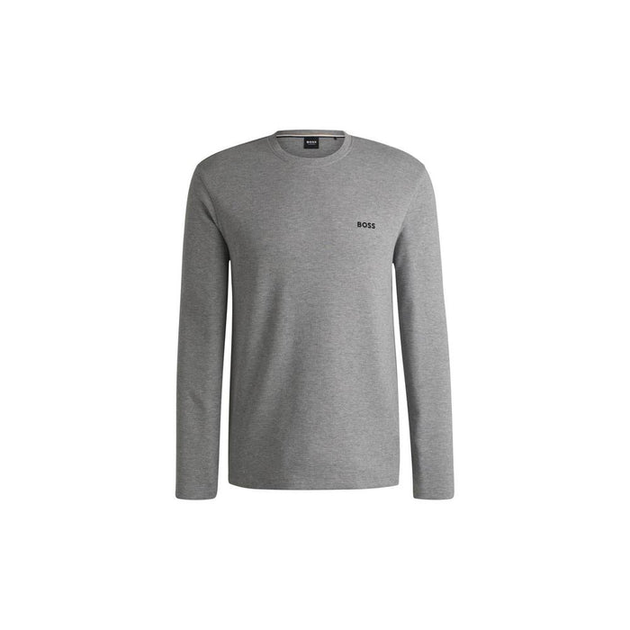 BOSS waffle style long sleeve tshirt in medium grey
