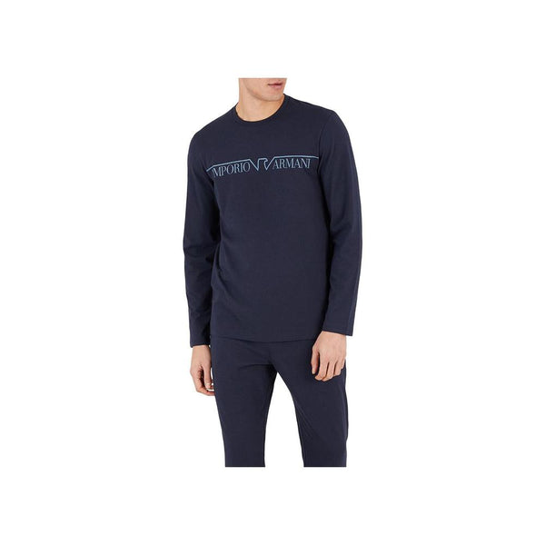 Emporio Armani Men's Stretch Cotton Long Pyjama Set, Navy