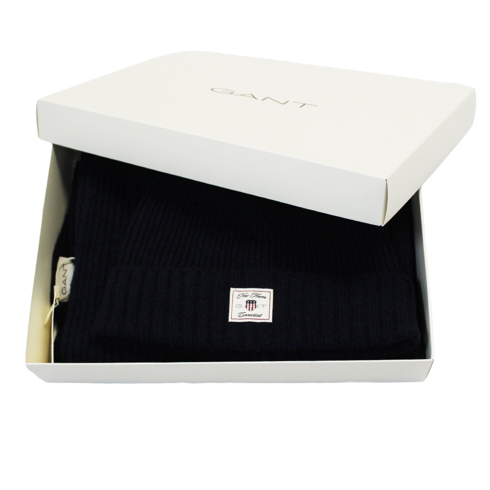 GANT Men's Beanie Scarf Gift Set, Navy